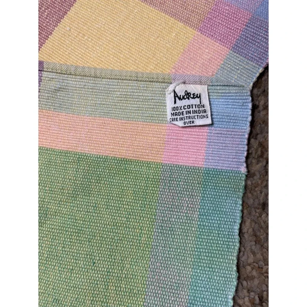 Vintage Nubby by Stevens Plaid Placemats Set of 4 Pastel 100% Cotton USA
